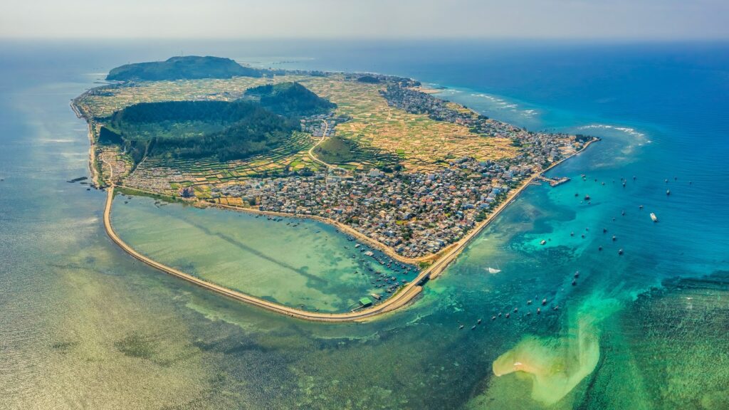 Cu Lao Re or Ly Son island or Volcanic island, Quang Ngai, Vietnam. An Vinh port
